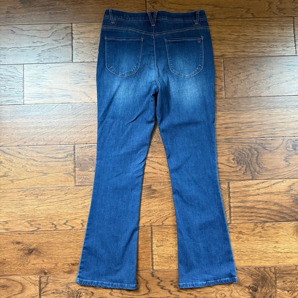 Wit & Wisdom Mid Rise Flare Jeans Stretch Elastic Waist Faded Whiskers Size 10 - Picture 4 of 14